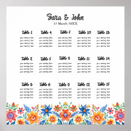 Farbenfrohe mexikanische Blumenkarte Poster