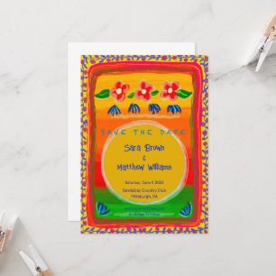 Farbenfrohe mexikanische Einladung Save the Date I