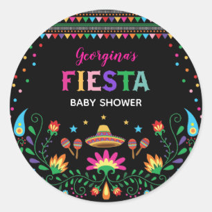 Farbenfrohe mexikanische Fiesta-Baby-Shower-Party- Runder Aufkleber