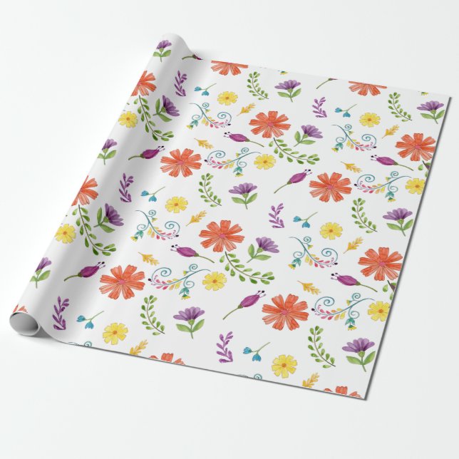 Farbenfrohe mexikanische Fiesta-Blume Geschenkpapier (Ungerollt)