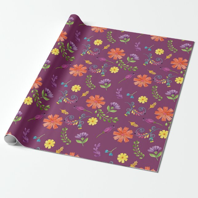 Farbenfrohe mexikanische Fiesta-Blume Geschenkpapier (Ungerollt)