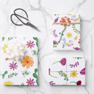 Farbenfrohe mexikanische Fiesta-Blume Geschenkpapier Set