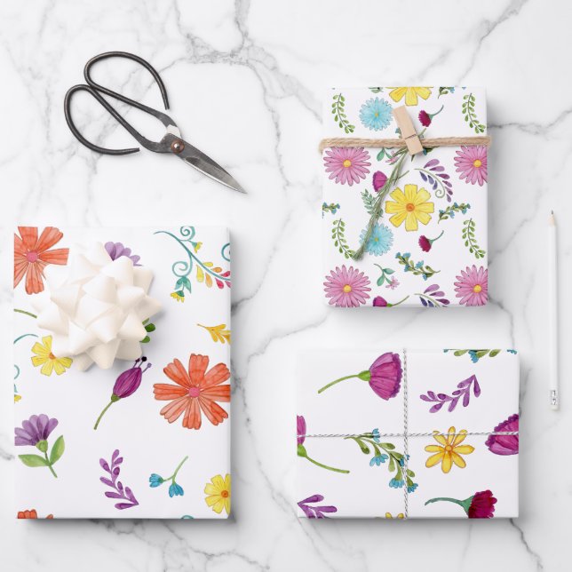 Farbenfrohe mexikanische Fiesta-Blume Geschenkpapier Set (Vorderseite)