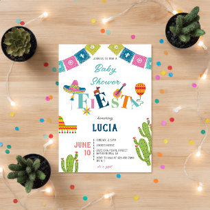 Farbenfrohe Mexikanische Fiesta Kaktus  Baby Showe Einladung