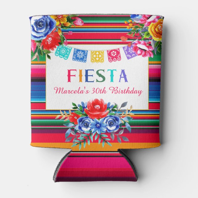 Farbenfrohe mexikanische Fiesta Serape & Floral Dosenkühler (Vorderseite)