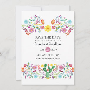 farbenfrohe mexikanische Fiesta Wedding Foto Save The Date
