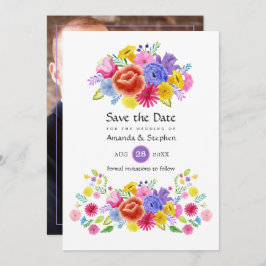 farbenfrohe mexikanische Fiesta Wedding Foto Save The Date