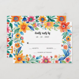 farbenfrohe mexikanische Fiesta Wedding RSVP Karte
