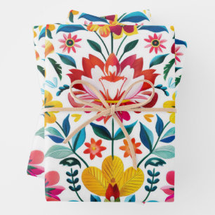 Farbenfrohe mexikanische Folklore Geschenkpapier Set