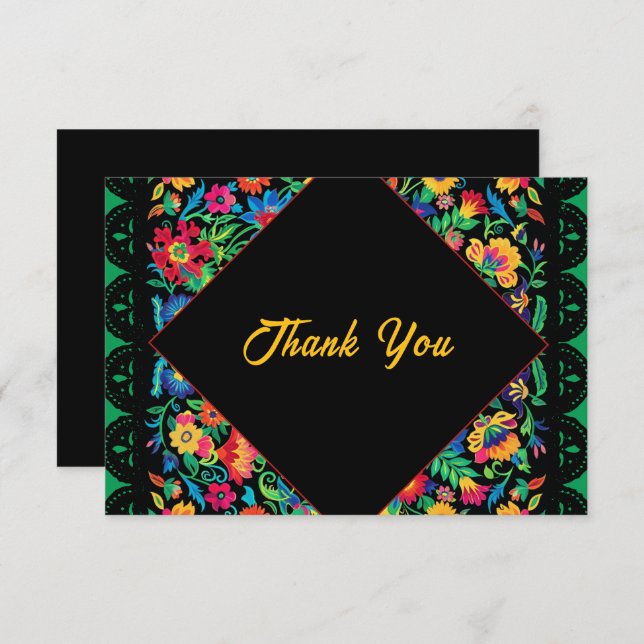 farbenfrohe mexikanische Hochzeit Dankeskarte (Vorne/Hinten)