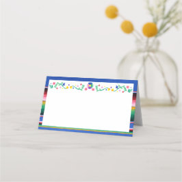 Farbenfrohe mexikanische Serape Babydusche Platzkarte