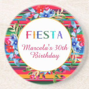 Farbenfrohe mexikanische Serape Fiesta zum Geburts Getränkeuntersetzer