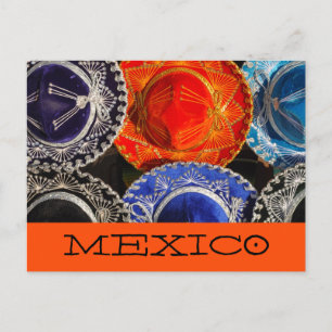 Farbenfrohe mexikanische Sombreros Postkarte