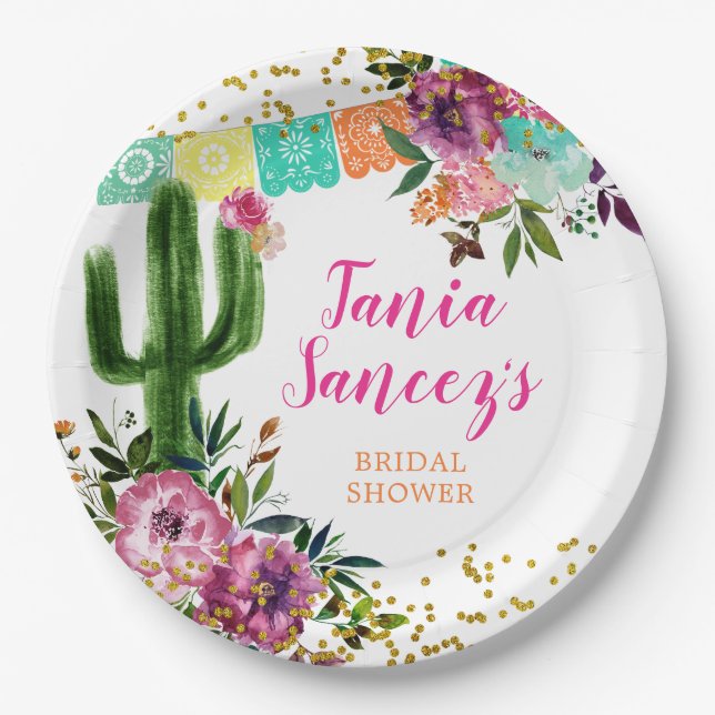 Farbenfrohe mexikanische Taco-Liebe Pappteller (Vorderseite)