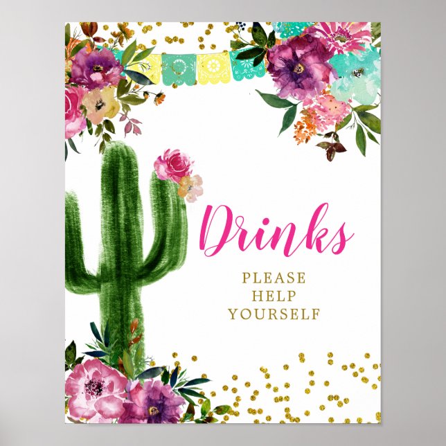 Farbenfrohe mexikanische Taco über Liebe Drink Zei Poster (Vorne)