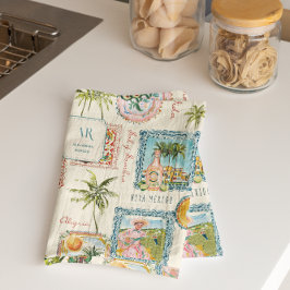 Farbenfrohe mexikanische Travel Print Monogram Geschirrtuch