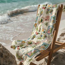 Farbenfrohe mexikanische Travel Print Monogram Strandtuch