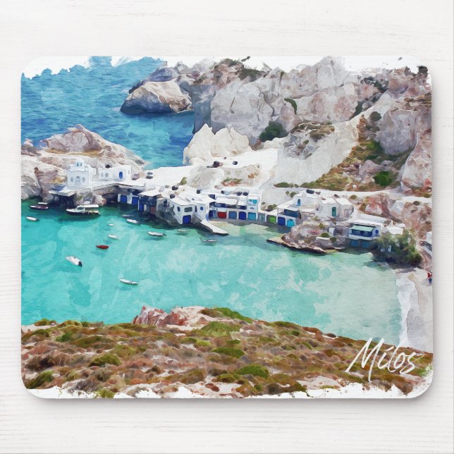Farbenfrohe Milos Griechenland Panoramaaussicht Mousepad (Vorne)