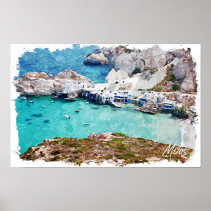 Farbenfrohe Milos Griechenland Panoramaaussicht Poster
