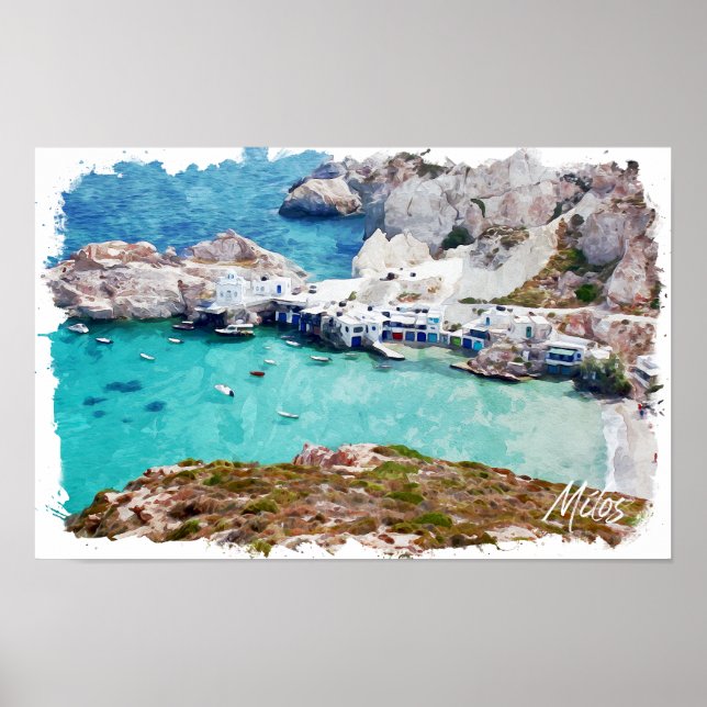 Farbenfrohe Milos Griechenland Panoramaaussicht Poster (Vorne)