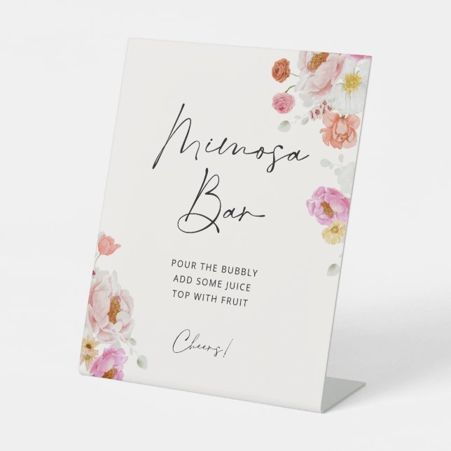 Farbenfrohe Mimosa Bar Brautparty Sockelschild (Vorderseite)