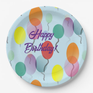 Farbenfrohe Minimalistische Balloons zum Geburtsta Pappteller