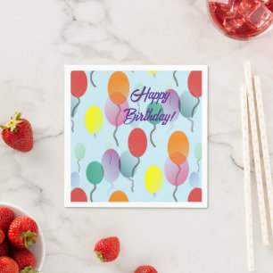 Farbenfrohe Minimalistische Balloons zum Geburtsta Serviette