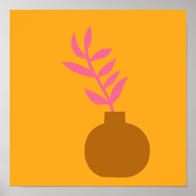 Farbenfrohe Minimalistische botanische Pflanze Poster (Vorne)
