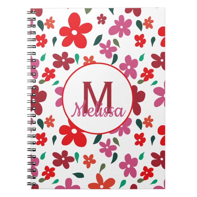 Farbenfrohe minimalistische florale Monogramm Notizblock (Vorderseite)
