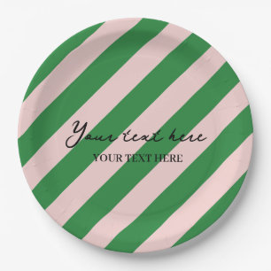 Farbenfrohe, Minimalistische, grüne Streifen Party Pappteller