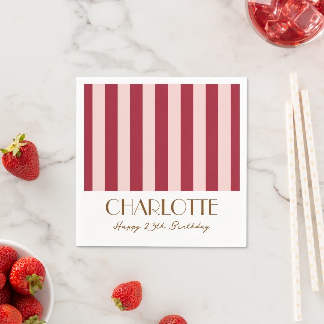 Farbenfrohe Minimalistische Streifen Party Serviette (Beispiel)