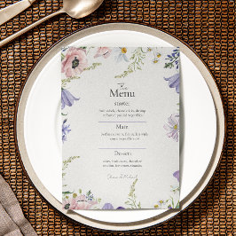Farbenfrohe Minimalistische Wildblume Hochzeitmenü