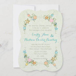 Farbenfrohe Minzbunt Pennant Garland Hochzeit Einladung