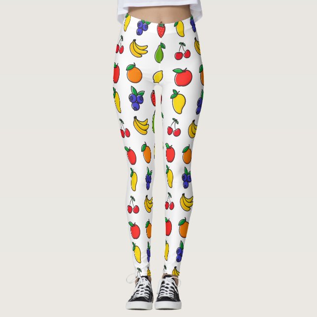 Farbenfrohe Mischung aus Fruchtmuster Leggings (Vorderseite)