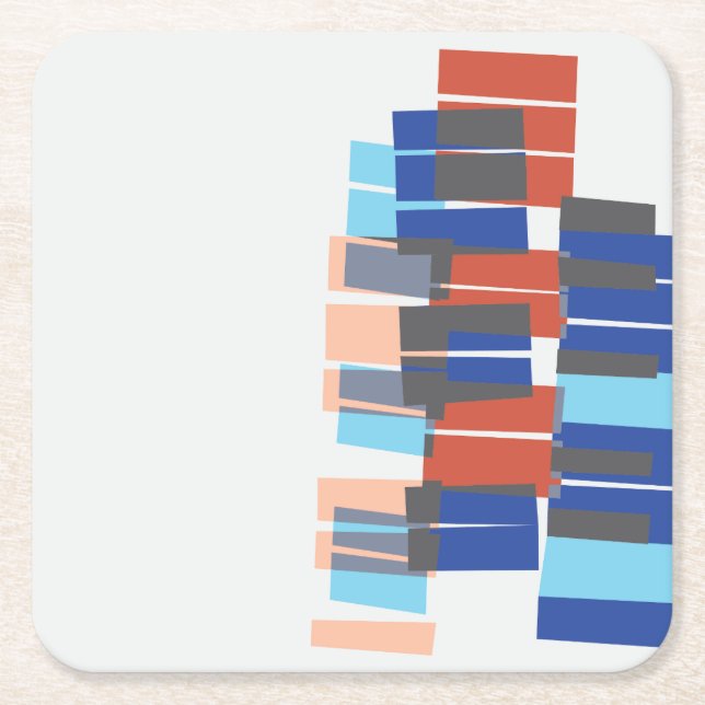 Farbenfrohe Mitte des Jahrhunderts Modernes Art Mu Rechteckiger Pappuntersetzer (Vorderseite)