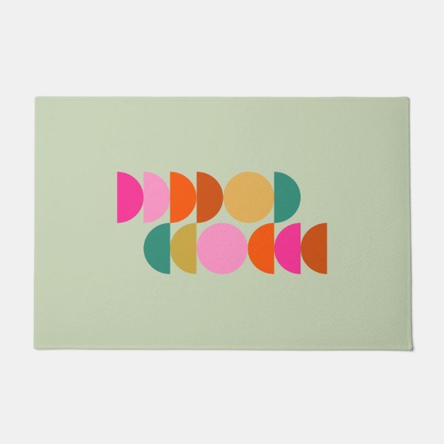 Farbenfrohe Mitte Jahrhundert Modernes geometrisch Fußmatte (Vorderseite)