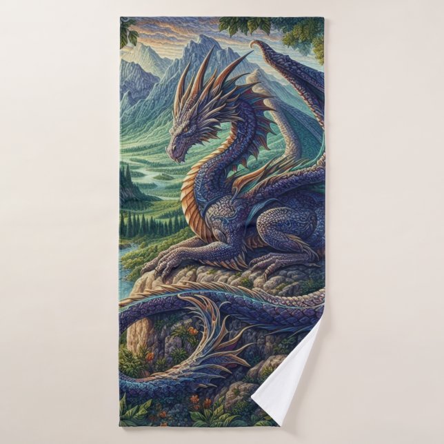 Farbenfrohe, mittelalterliche Drachenburg Badehandtuch (Badehandtuch)