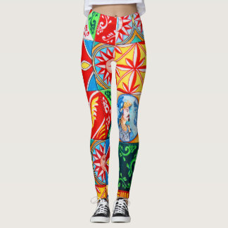 Farbenfrohe Mittelmeerküste Dolc Patchwork Legging Leggings