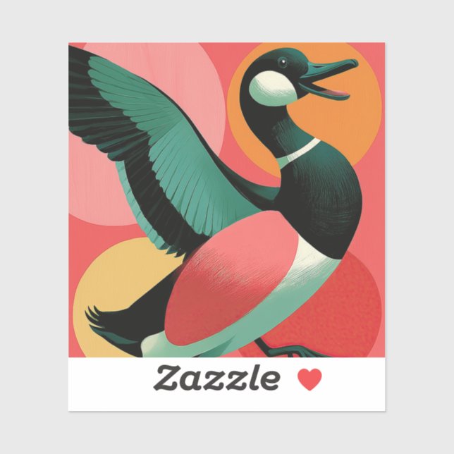 Farbenfrohe Mittelmoderne-Ente Geometrisch Aufkleber (Blatt)