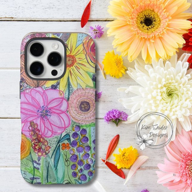 Farbenfrohe Mixed Media Florals iPhone Gehäuse Case-Mate iPhone Hülle (Von Creator hochgeladen)