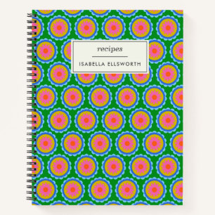 Farbenfrohe Mod 60er Bright Blume Mandala Custom Notizbuch