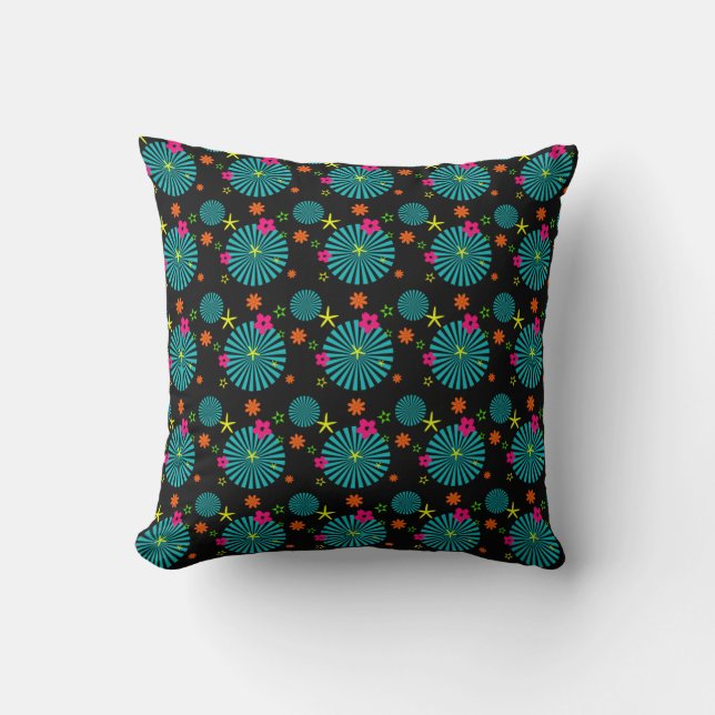 Farbenfrohe Mod Art Throw Kissen in zwei Größen (Vorderseite)