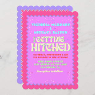 Farbenfrohe Mod Bright Bold Retro Wedding Einladung