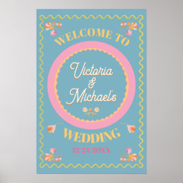 Farbenfrohe Mod Stickerei Begrüßungszeichen Poster