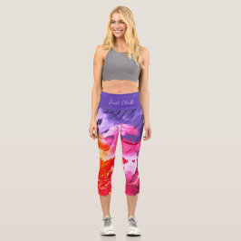 Farbenfrohe moderne Abstrakte Farbe Just Chill Capri Leggings