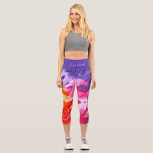 Farbenfrohe moderne Abstrakte Farbe Just Chill Capri Leggings