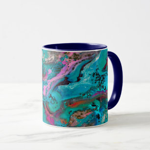 Farbenfrohe moderne Abstrakte Fluid Art Malerei Tasse