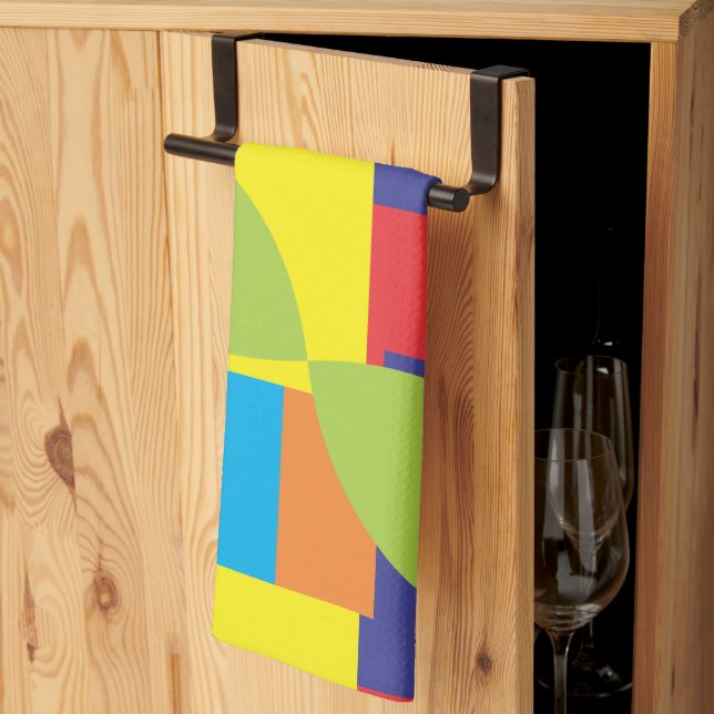 Farbenfrohe moderne Abstrakte Geometrie-Quadrat-Mu Geschirrtuch (Drittel gefaltet)