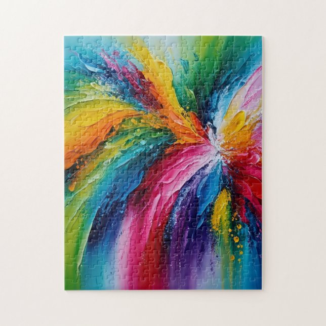 Farbenfrohe moderne Abstrakte Kunst Puzzle (Vertikal)