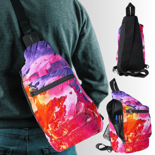 Farbenfrohe moderne Abstrakte Malerei mit Multipri Crossbody Bag